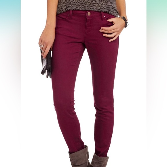 Nine West Cigarette Skinny Jeans Burgundy Red Cranberry Ankle Denim Sz 10 - Picture 7 of 12
